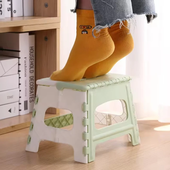 Portable folding plastic stool for home